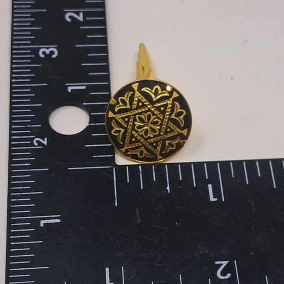 Vintage Men's Cufflinks 24 Karat Fine Gold 70s Spain Star Filigree Black Gold - Picture 12 of 13